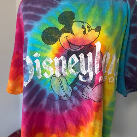 Disney Parks Disneyland Retro Rainbow Tie Dye Short Sleeve Casual T Shirt - Picture 12 of 15